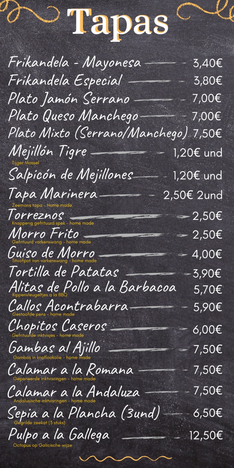 Carta de Tapas